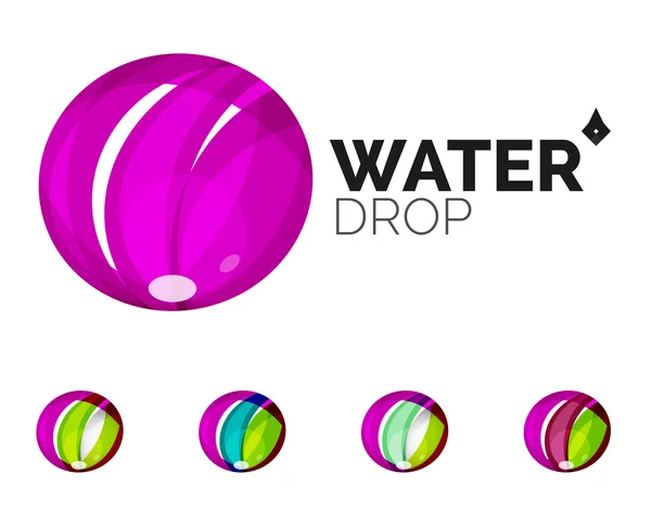 Conjunto de ícones de água ecológica abstrata, logotipo do negócio natureza conceitos verdes, design geométrico moderno limpo — Vetor de Stock