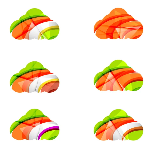 Conjunto de ícones abstratos de computação em nuvem, conceitos de logotipos de negócios, design geométrico moderno e limpo —  Vetores de Stock