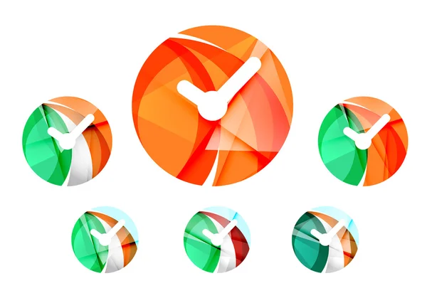 Conjunto de icono de reloj abstracto, conceptos de logotipos de negocio, diseño geométrico moderno limpio — Vector de stock