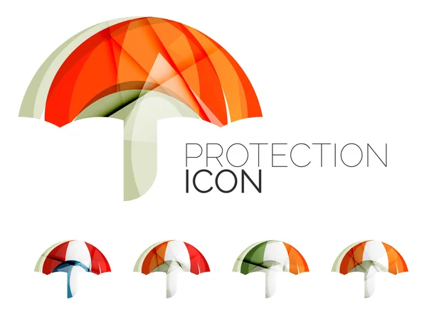 Zestaw ikon streszczenie parasol, koncepcje ochrony logotyp firmy, czyste nowoczesne geometryczny wzór — Wektor stockowy