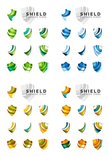 Conjunto de projetos de marca logotipo da empresa, ícones de conceito de proteção de escudo — Vetor de Stock