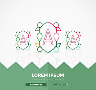 Soyut geometrik doğrusal hipster çiçek simgesi, çerçeve tasarımı, düz stil. Afiş