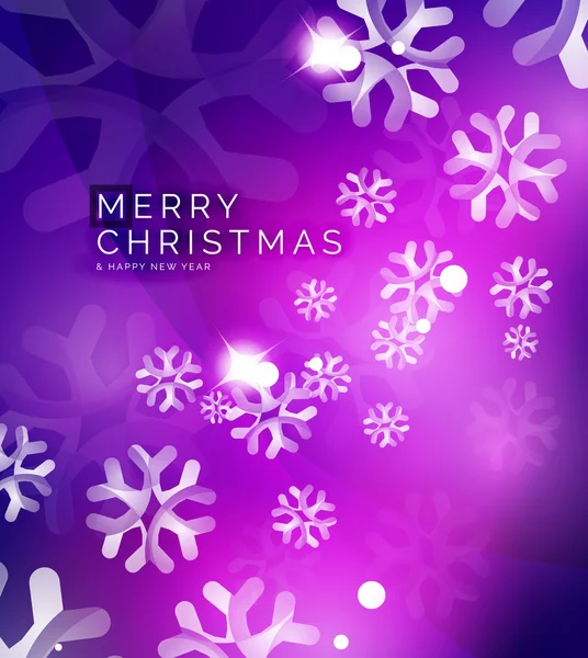 Christmas purple abstract background with white transparent snowflakes — Stock Vector