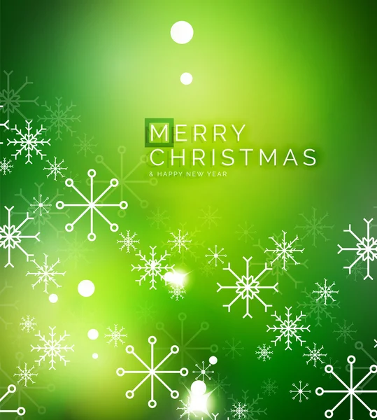 Christmas green abstract background with white transparent snowflakes — Stock Vector