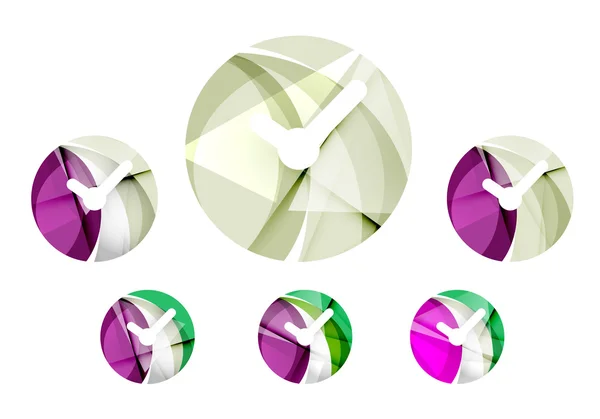 Conjunto de icono de reloj abstracto, conceptos de logotipos de negocio, diseño geométrico moderno limpio — Vector de stock