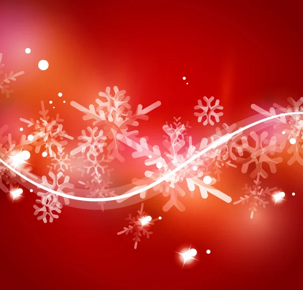 Rojo Navidad copos de nieve fondo abstracto — Vector de stock