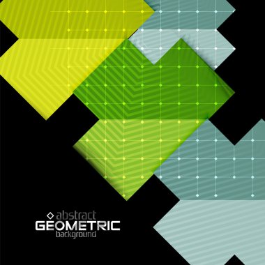 Doku siyah renkli geometrik şekillerle. Modern futuristik soyut tasarım şablonu