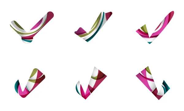 Set di icone astratte OK e tick, concetti di logotipo aziendale, design geometrico moderno pulito — Vettoriale Stock