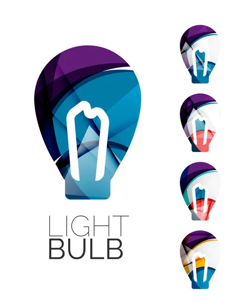 Ensemble d'icônes abstraites d'ampoule, concepts d'idée de logotype d'entreprise, conception géométrique moderne propre — Image vectorielle