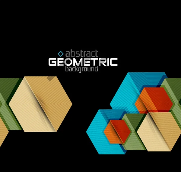 Forme geometriche in carta strutturata su nero — Vettoriale Stock