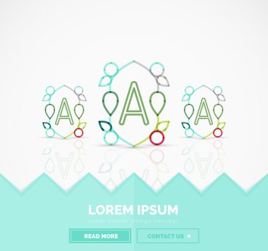 Soyut geometrik doğrusal hipster çiçek simgesi, çerçeve tasarımı, düz stil. Afiş