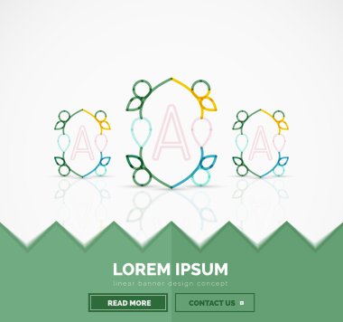 Soyut geometrik doğrusal hipster çiçek simgesi, çerçeve tasarımı, düz stil. Afiş