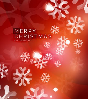 Christmas kırmızı arka plan beyaz şeffaf kar taneleri ile