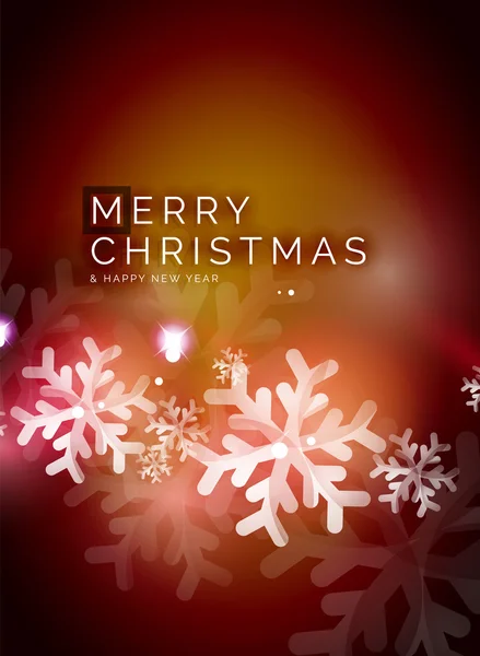 휴일 붉은 추상 배경, 겨울 눈송이, 크리스마스와 새 해 디자인 서식 파일 — 스톡 벡터