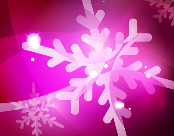 Fondo abstracto de Navidad púrpura con copos de nieve transparentes blancos — Vector de stock