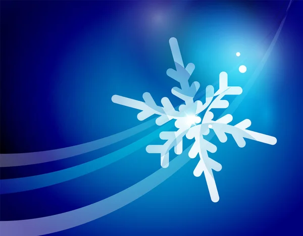 Fondo abstracto azul navideño con copos de nieve transparentes blancos — Vector de stock