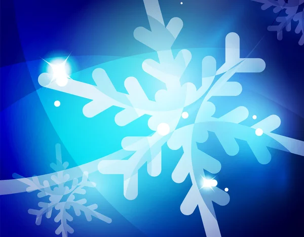 Noel mavi arka plan beyaz şeffaf kar taneleri ile — Stok Vektör
