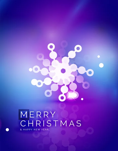 Fondo abstracto de Navidad púrpura con copos de nieve transparentes blancos — Vector de stock