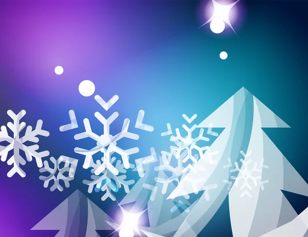 白い透明な雪の結晶のクリスマス ブルー抽象的な背景 — ストックベクタ