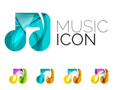 Dizi soyut müzik not simgesini, iş logo kavramları, temiz modern geometrik tasarım