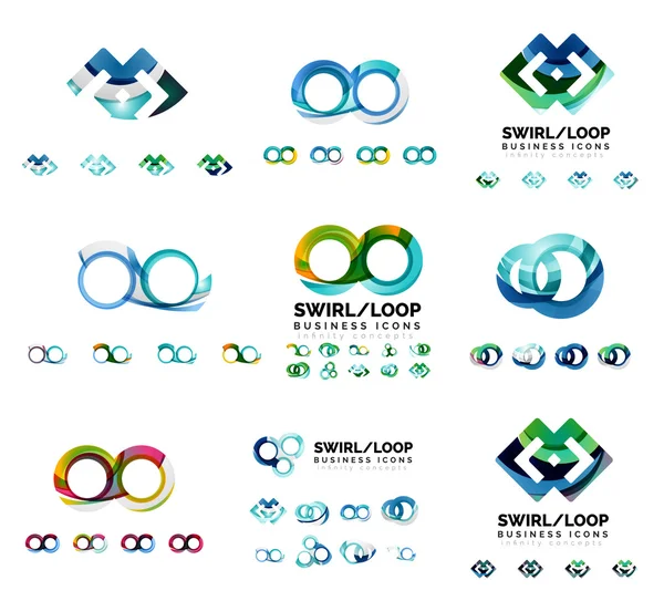 Set von Firmenlogos Branding Designs, Wirbel Unendlichkeitsschleife Konzept Symbole isoliert auf weiß — Stockvektor