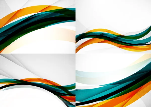 Set of abstract backgrounds. Glossy wide colorful wave — Stock Vector