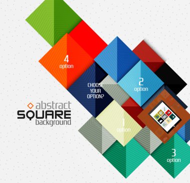 Geometrik kare şekilleri ve Infographic seçeneği öğeleri tablet ile