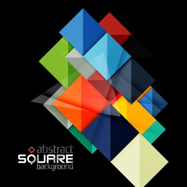 Siyah parlak renkli kareler. Geometrik arka plan