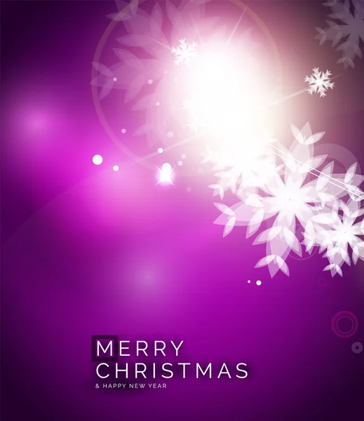 Fondo abstracto púrpura navideño, copos de nieve de invierno, plantilla de diseño de Navidad y Año Nuevo — Vector de stock
