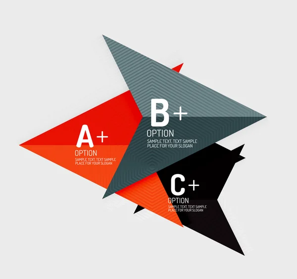 Forme geometriche astratte in stile carta con opzioni infografiche — Vettoriale Stock