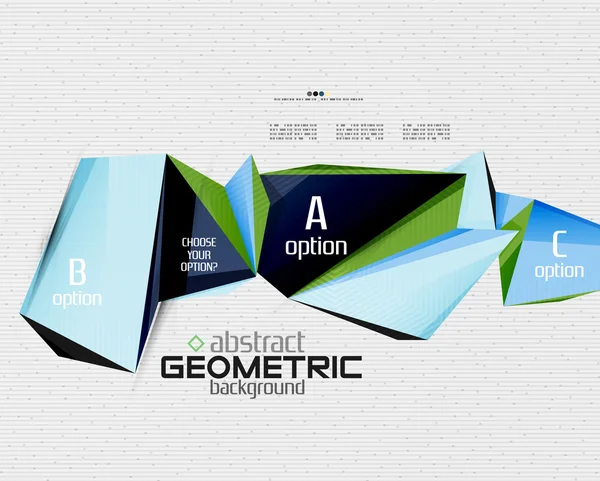 Abstracte info banner met opties, geometrische papier stijl — Stockvector