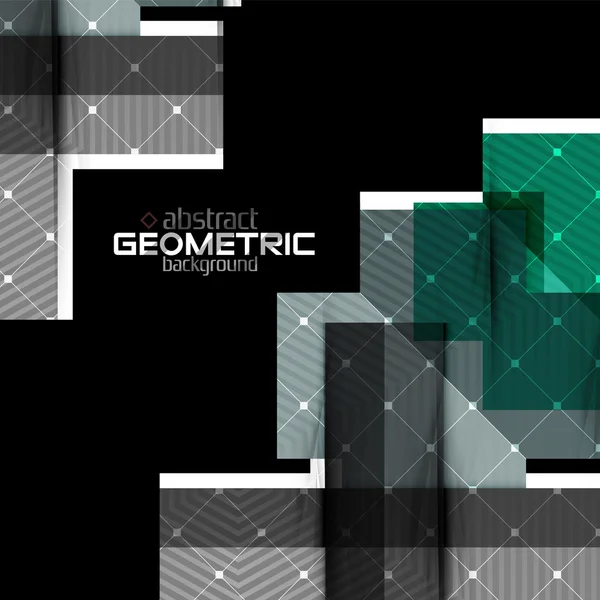 Färgglada geometriska former med textur på svart. Modern futuristisk abstrakt designmall — Stock vektor