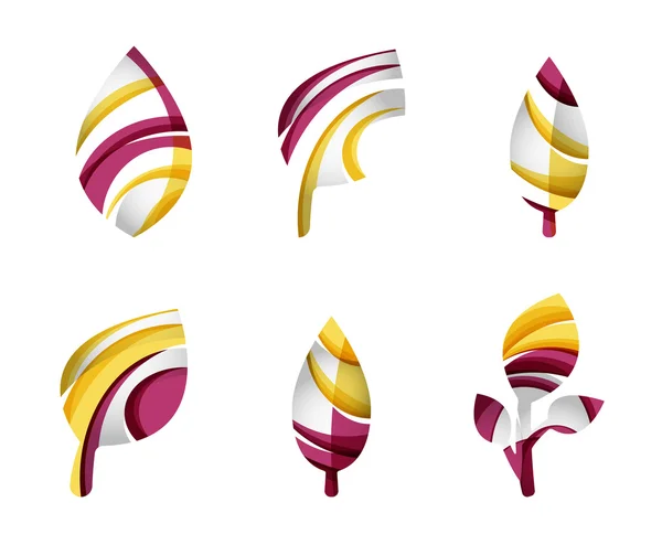 Reihe von abstrakten Öko-Blatt-Symbolen, Business-Logos Naturkonzepte, sauberes modernes geometrisches Design — Stockvektor