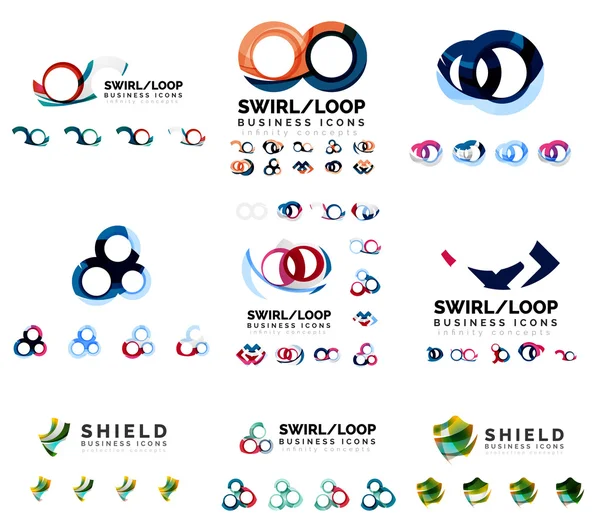 Conjunto de projetos de marca logotipo da empresa, redemoinho ícones conceito de loop infinito isolado no branco — Vetor de Stock
