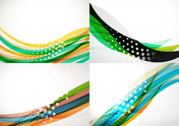 Set of abstract backgrounds. Elegant colorful decorated lines and waves with copyspace for your message — Stock Vector