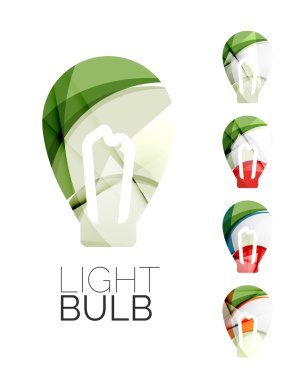 Dizi soyut ampul simgeler, iş logo fikri kavramlar, temiz modern geometrik tasarım