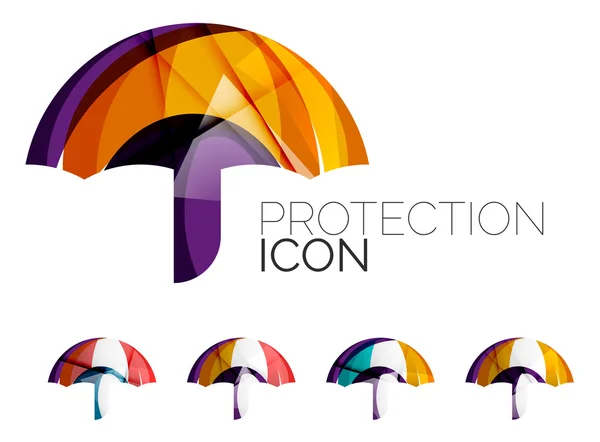 Набір абстрактних значків парасольок, концепції захисту бізнес- логотипів, чистий сучасний геометричний дизайн — стоковий вектор