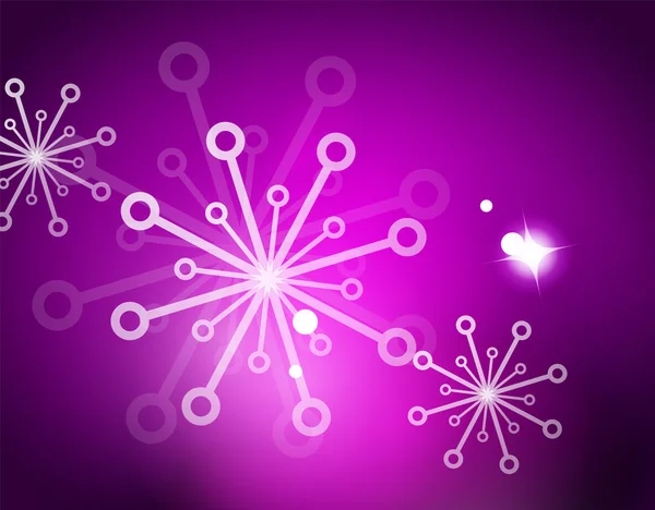 Fond abstrait violet Noël avec des flocons de neige transparents blancs — Image vectorielle