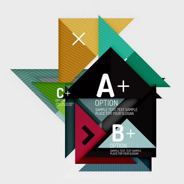 Forme geometriche astratte in stile carta con opzioni infografiche — Vettoriale Stock