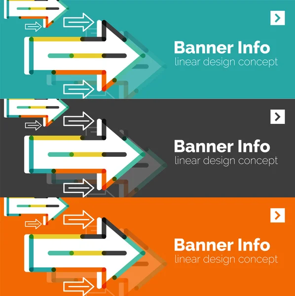 Modèle de bannière abstrait avec flèches, style de conception linéaire — Image vectorielle