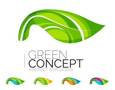 Dizi soyut Eko bitki simgeler, iş logo doğa Yeşil Kavramlar, temiz modern geometrik tasarım