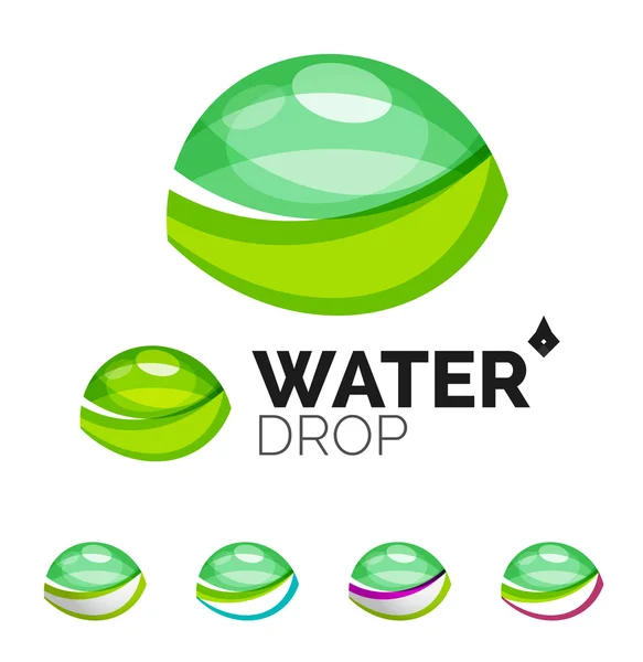 Conjunto de iconos abstractos del agua ecológica, logotipo de la empresa naturaleza conceptos verdes, diseño geométrico moderno limpio — Vector de stock