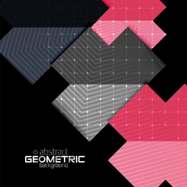 Formes géométriques colorées avec texture sur noir. Modèle de design abstrait futuriste moderne — Image vectorielle