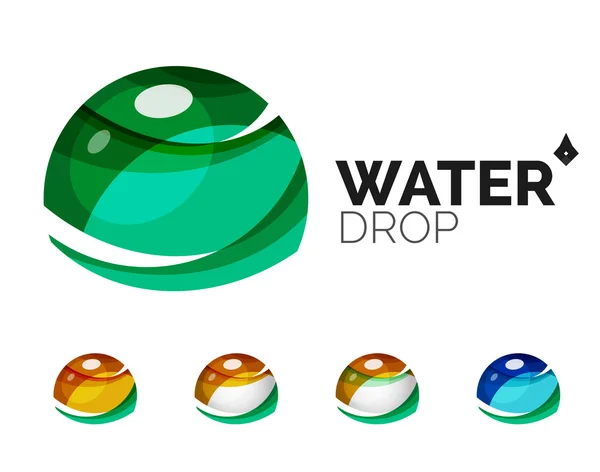 Conjunto de iconos abstractos del agua ecológica, logotipo de la empresa naturaleza conceptos verdes, diseño geométrico moderno limpio — Vector de stock