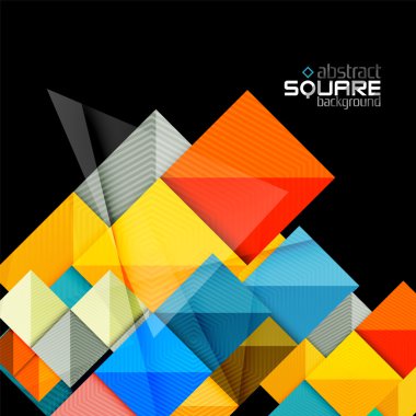 Siyah parlak renkli kareler. Geometrik arka plan