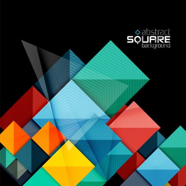 Siyah parlak renkli kareler. Geometrik arka plan