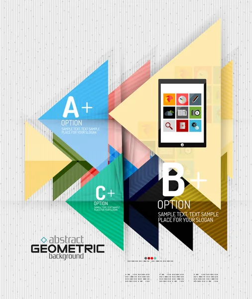 Banner de información abstracta con opciones, estilo de papel geométrico — Vector de stock
