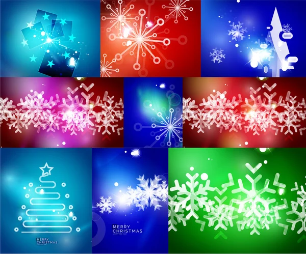 Mega-Set glänzender Weihnachtskarten — Stockvektor