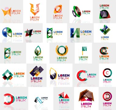 Renkli soyut origami logoları koleksiyonu