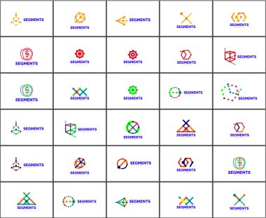 Doğrusal soyut logoları ayarla ve şekiller girdap. Şirket amblemi, iş simgesi